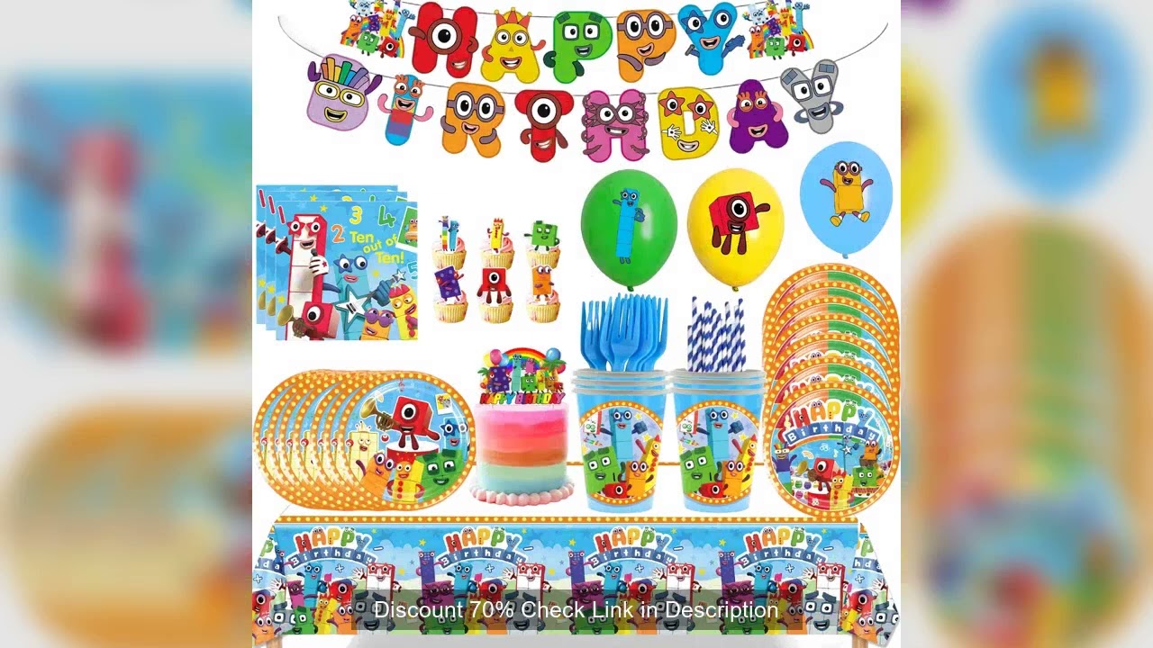 Number Birthday Decorations Building Blocks Tableware Plate Cup Banner Cake Topper Balloon for Kids
