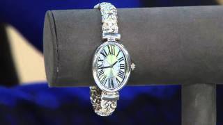 UltraFine Silver Oval Roman Numeral Byzantine Bracelet Watch with Jennifer Coffey