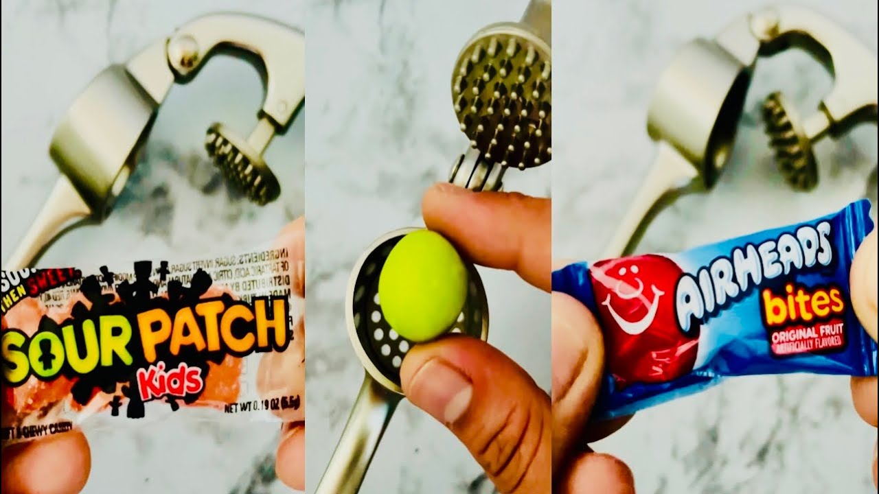 Satisfying ASMR video Garlic press Vs candy press - YouTube