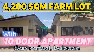 V459-24 Farm lot 4,200 sqm w/ 10 door apartment  clean title along barangay road San Rafael bulacan
