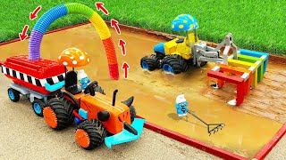 Diy tractor mini Bulldozer to making concrete road | Construction Vehicles, Road Roller #15