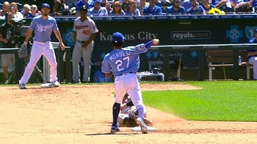 MIN@KC: Escobar, Mondesi turn a crisp double play