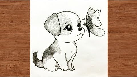 How to Draw A Cute Puppy with Butterfly || Cute Dog Drawing || Step-by-Step Animal Drawing Tutorial