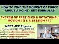 Moment of Force about a point- Brief Explanation with the help of a question ( Q and A Session 14 )