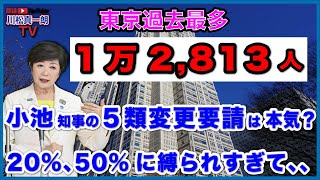 【東京過去最多】1万2,813人 小池知事の”5類変更要請”は本気？ 20%、50%に絞られすぎて、、