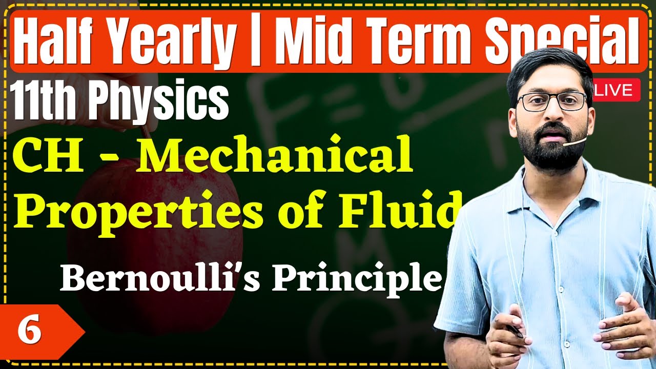 11th Physics|L-6|Bernoulli's Principle| द्रवों की यांत्रिक गुणधर्म (Mechanical Properties of fluids)