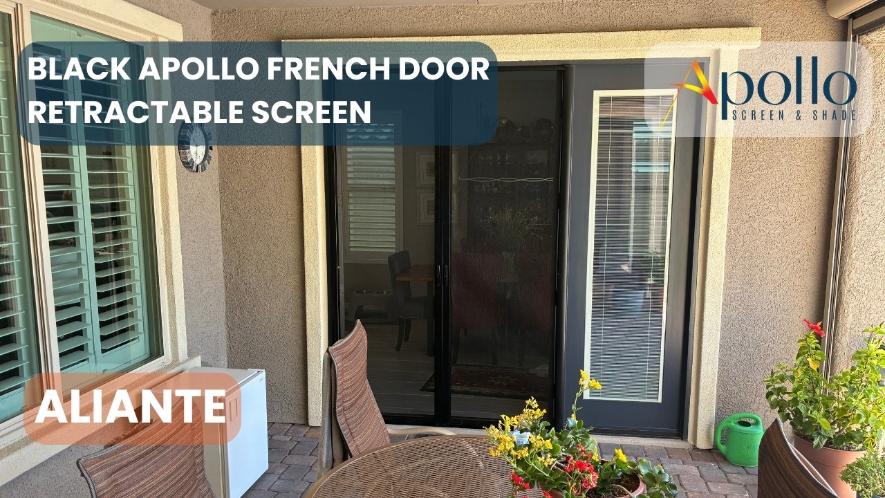 Black Apollo retractable screen on French doors, Aliante, Las Vegas
