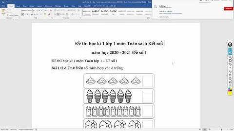 Đề số 1 - Bộ đề thi học kì 1 Môn toán lớp 1 - sách Kết Nối