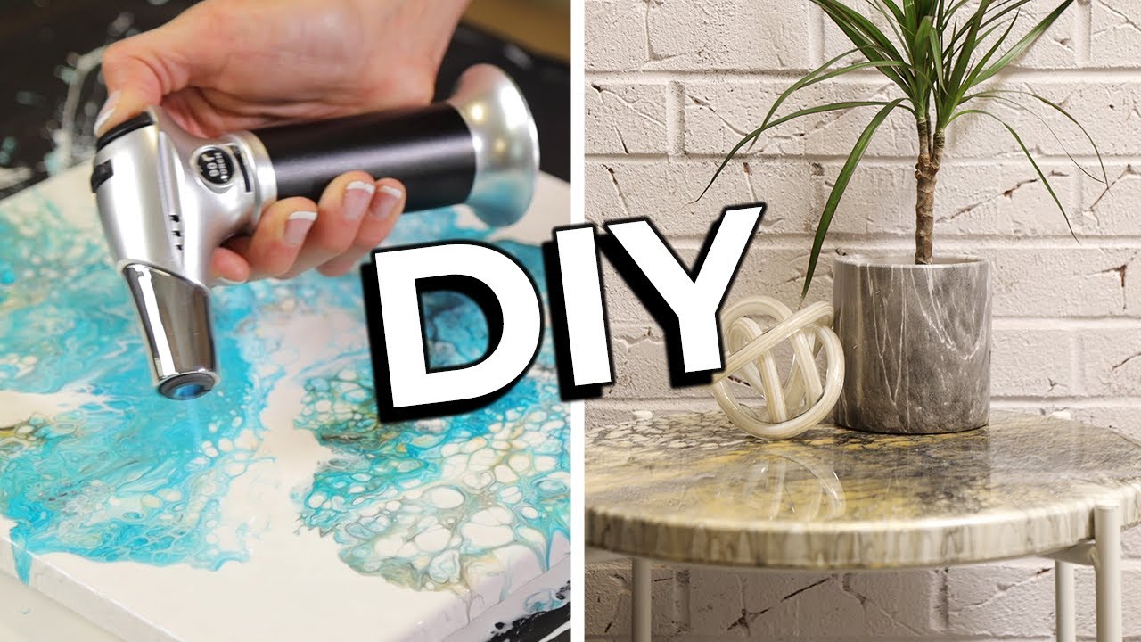 3 Easy DIY Paint Pour Projects Hair Dryer Art, Bead Pull, Resin Pour