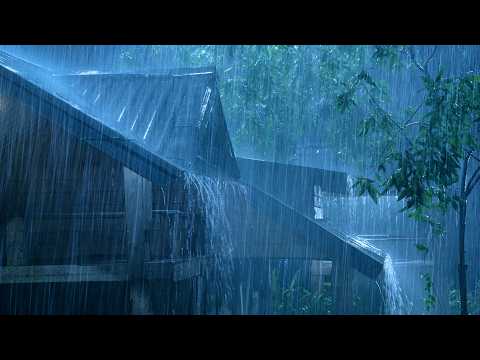 (No Ads) Fall Asleep Fast in 3 Minutes 🌧️ Torrential Rain on Metal Roof & Powerful Thunder