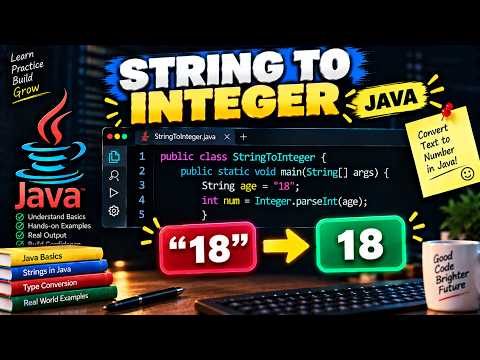 type conversion in java | Integer.parseInt() in Java | Convert String to int | Java for Beginners #8