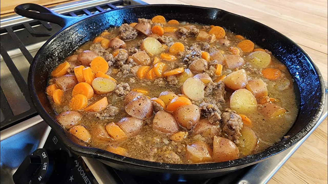 Beef and Taters One Pot Skillet Meal - Depression-Era Dinner - The Hillbilly Kitchen #tips #tricks