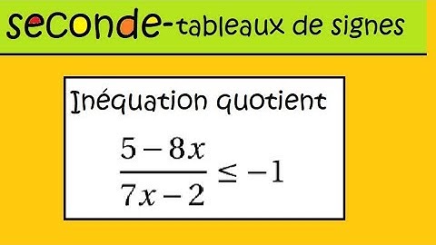Seconde-  inéquation quotient - exemple détaillé