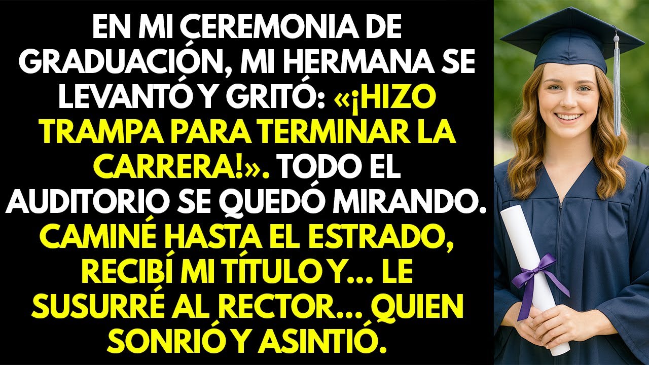 En mi graduación, mi hermana se levantó y gritó que yo había hecho trampa el público se quedó helado