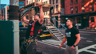 Freeletics Workout with Portable Pull-Up and Dip Bar in New York
