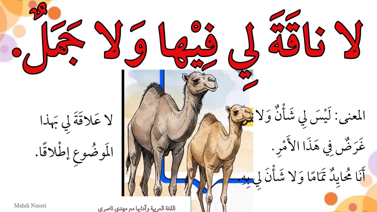 لا ناقَةَ لِي فِيْها وَلا جَمَل || حكم وأمثال عربية