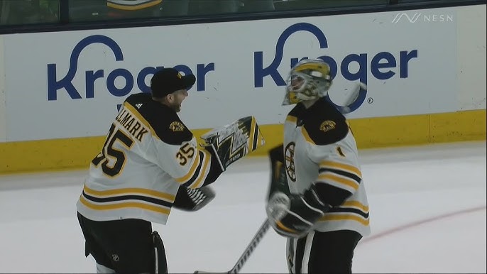 Jeremy Swayman And Linus Ullmark With Adorable Goalie Celly After Win 