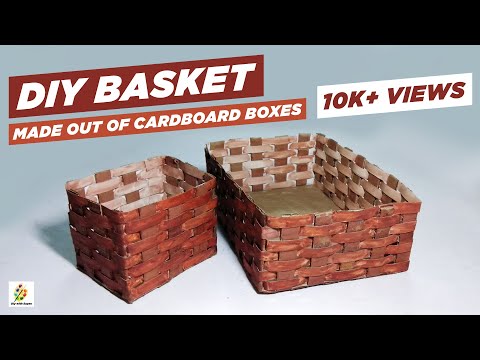 DIY Cardboard Basket from Cardboard Boxes- step by step tutorial- DIY with sayan