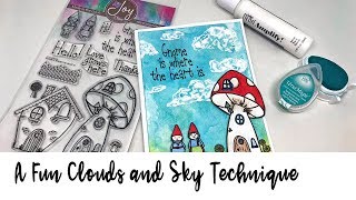 How To Make A Fun Cloud & Sky Background On Cards *