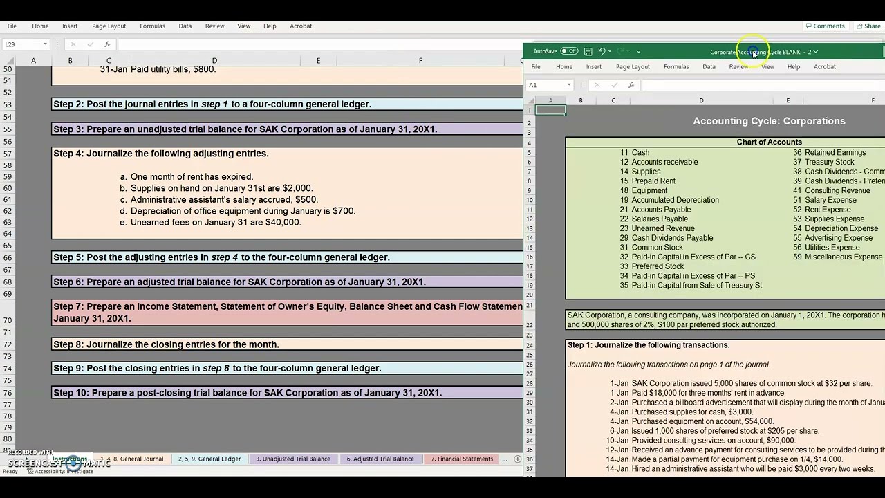Corporate Accounting Cycle: Introduction and Instructions