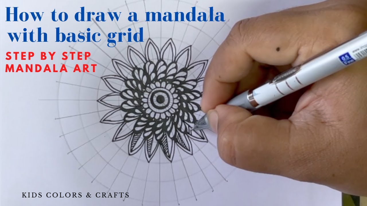 How to draw a mandala with basic grid // Step by step mandala tutorial ...