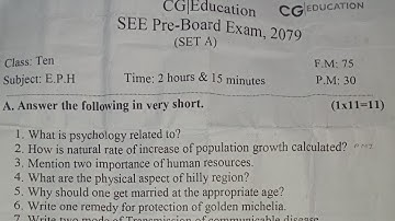 Latest EPH Question for SEE 2079 CG Education,Kathmandu