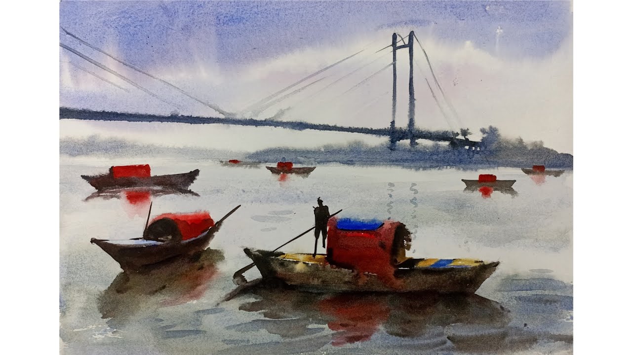 How To Paint Riverscape In Watercolor | Watercolor Painting For ...