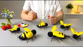 🐝 Don't Throw Away Plastic Spoons! Make Adorable Bumblebees for Room Decor ✨ | ChippyDiy