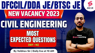 DDA JE Previous Year Question Paper | DFCCIL Previous Year Question Paper Civil | By Vaibhav Sir