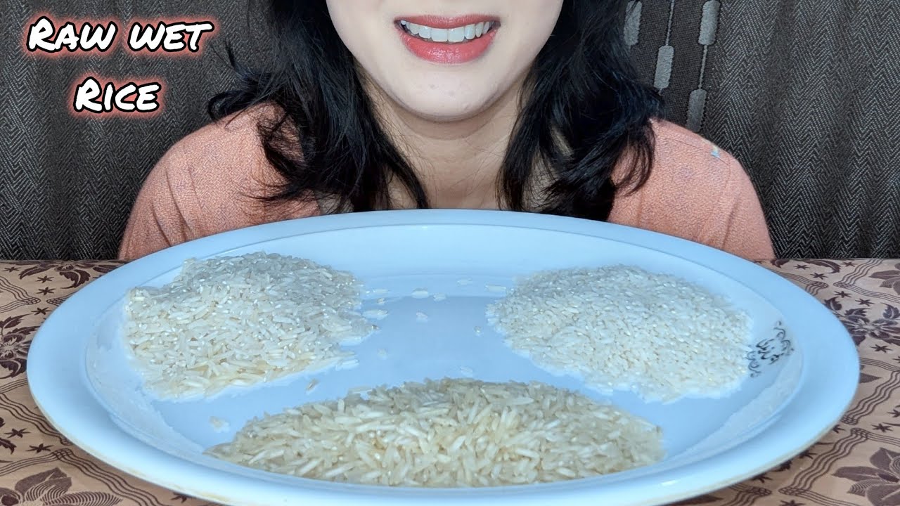 ASMR RAW RICE EATING || RAW WET RICE 