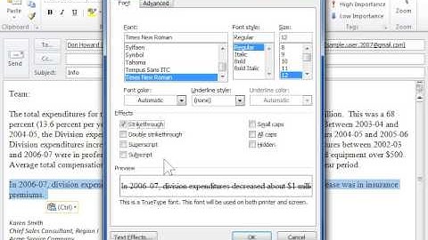 Outlook 2010 Use Strikethrough Marks on Text