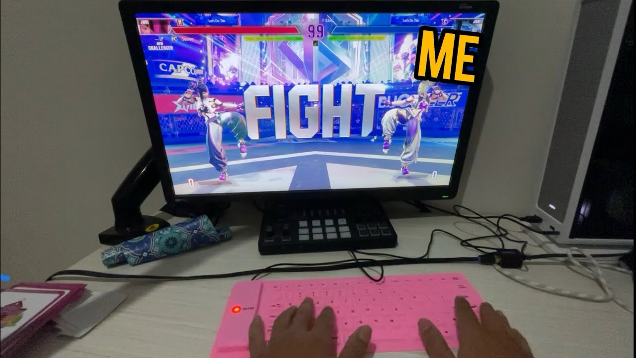 Street Fighter 6, play with Flexible Pink USB Keyboard Miror Match