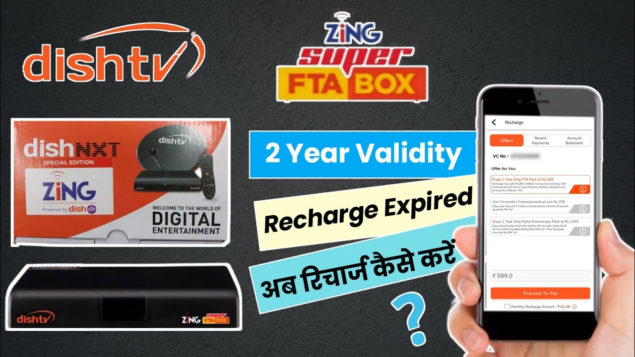 How To Recharge Dish Tv Zing Super Fta Box | For 2 Or 4 Years