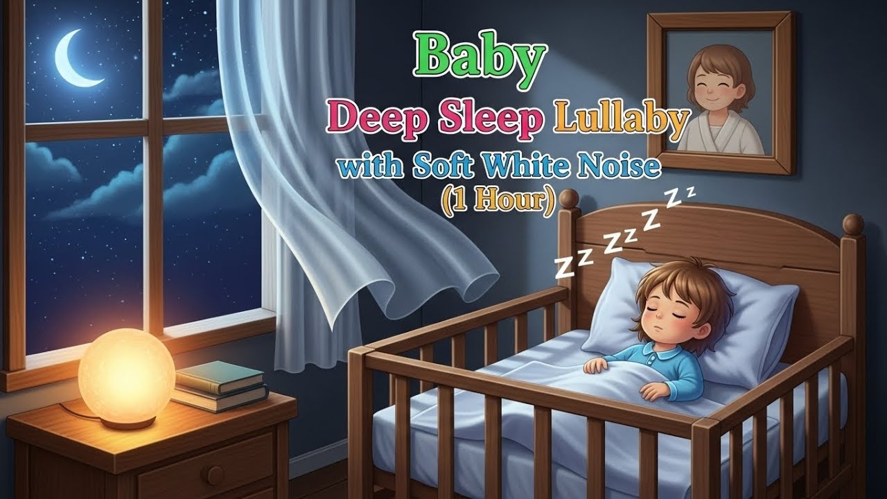 Baby Deep Sleep Lullaby with Soft White Noise 1H