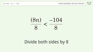 Solving Linear Inequalities: 8n is Smaller Than -104