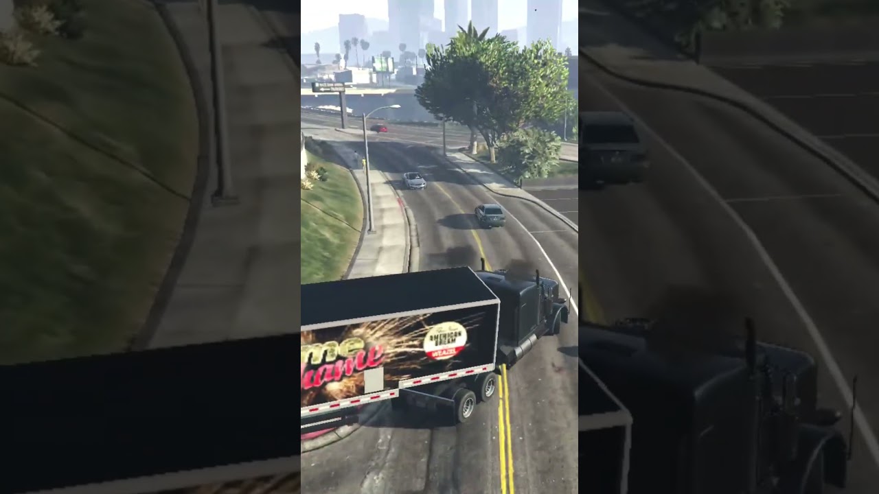 burning truck drive by trevor in grand theft auto v 