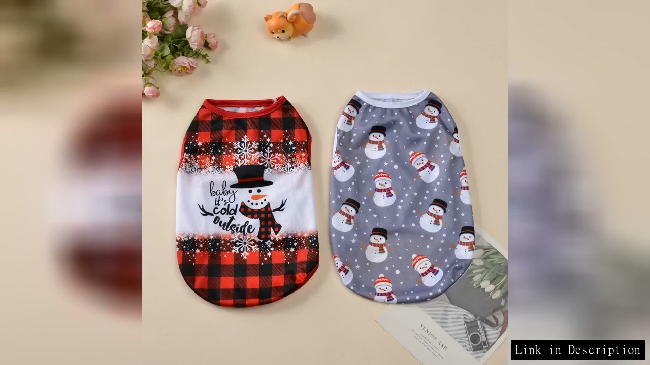 Small Dog Clothes Christmas Deer Snowman Print Puppy Vest T-shirt Pet Coat For Small Medium Dogs Cat