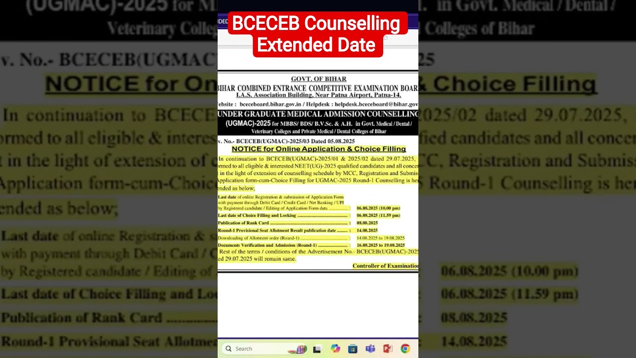 BCECEB Registration Date Extended | Registration Date Extended | Counselling | Latest Update News
