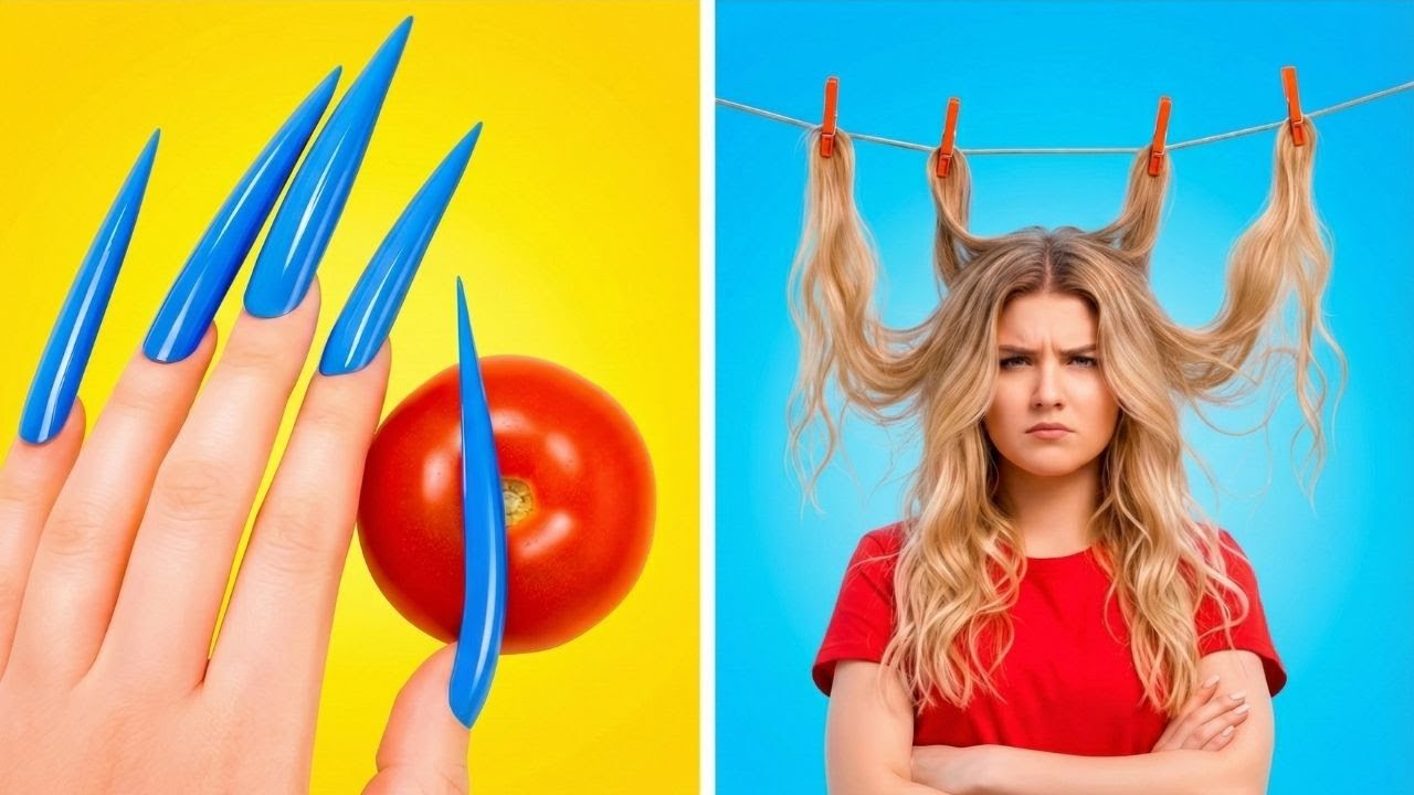 Безумные девчачьи проблемы из-за длинных волос и ногтей 😂💅💇‍♀️