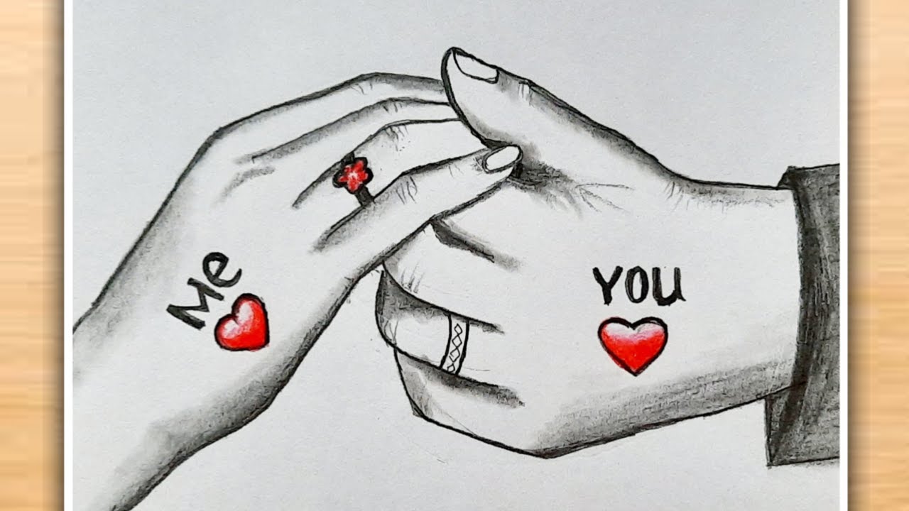 Very Beautiful and Easy Pencil Drawing / Romantic Couple Holding Hands ...
