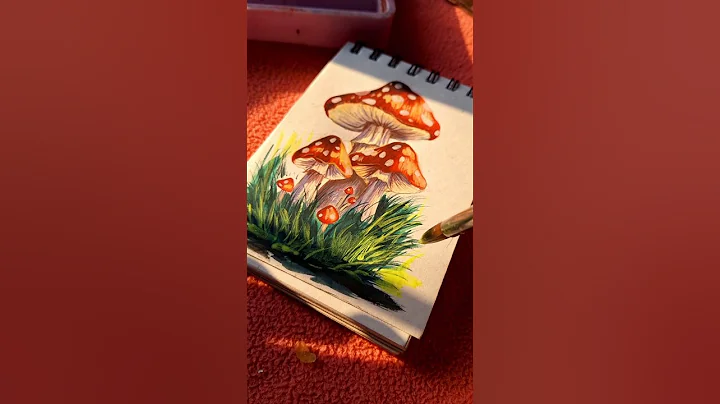 let's paint mushrooms easily 🍄✨#shorts #artshorts #gouachepainting