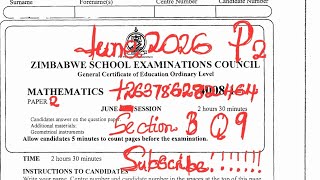 MATHEMATICS JUNE 2026 PAPER 2 SECTION B Q9