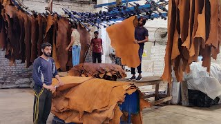 Wonderful Making Process of Pure Leather from Salted Cow Hides | How Skin Leather Made