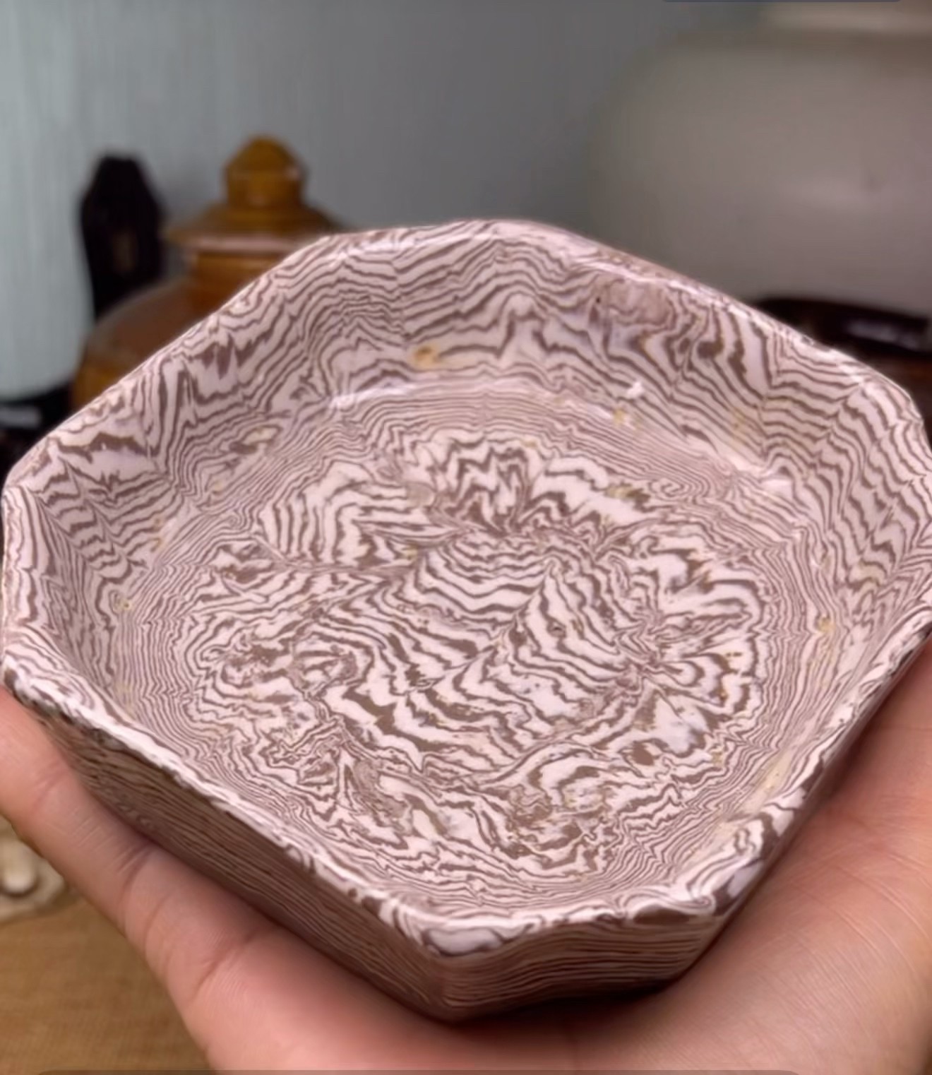 北宋当阳峪窑绞胎八方洗#瓷器收藏#考古#宋瓷#古董#古玩#porcelain