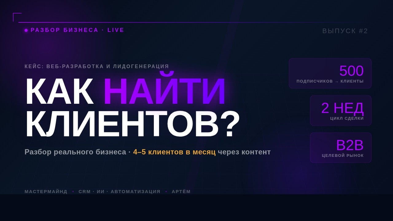 🔥 Разбор реального кейса: как найти клиентов в разработке и выйти из «операционной ямы»
