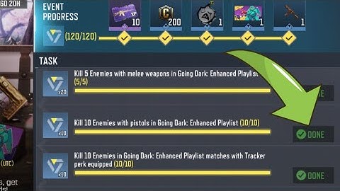 Call Of Duty Mobile Kill 10 Enemies with pistols in Going Dark: Enhanced Playlist Task Complete