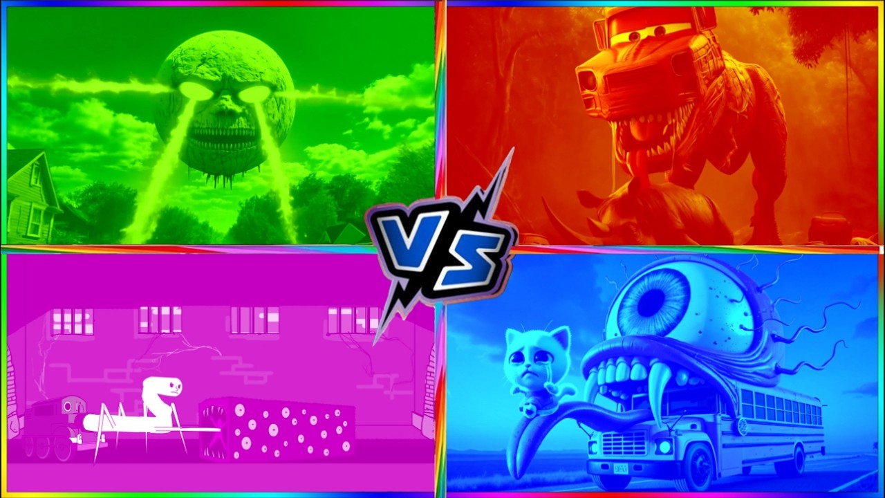🌙 Lunar Moon🆚🦖🥶😱McQueen  Dinosaur  Monester🆚🚆 Train Eater 🆚🚌 School Bus Monster 🎶CoffinDance Song#08