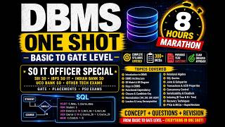 DBMS Complete One Shot in 8 Hours | SO IT Officer  PYQ