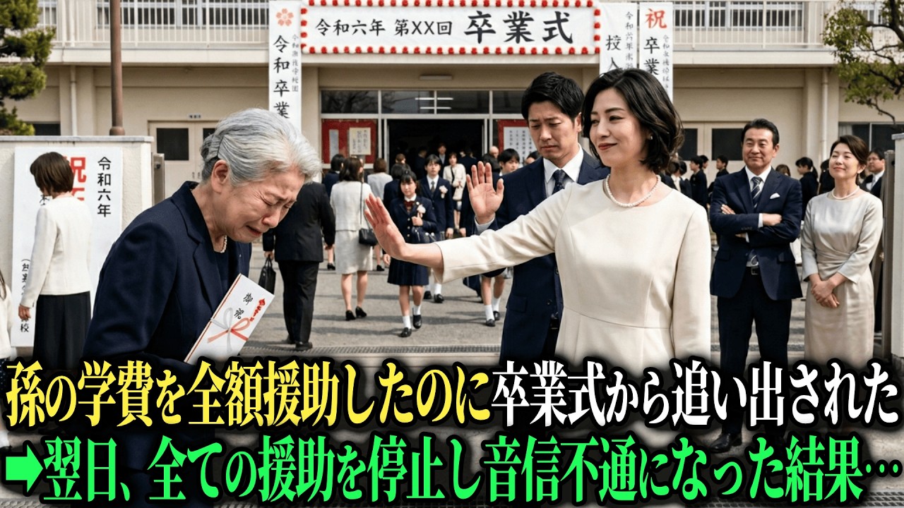 「祝い金だけ置いて帰って」6年間で学費500万円を全額援助した私を孫の卒業式から締め出し、嫁親を最前列に座らせた息子夫婦。翌日、全援助を停止し姿を消した結果・・・【シニアのスカッと朗読】【老後の知恵】