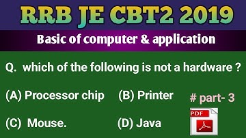 RRB JE cbt2 2019 classes || most important and expected questions of basic of computer & application